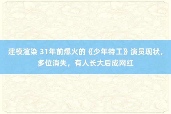 建模渲染 31年前爆火的《少年特工》演员现状，多位消失，有人长大后成网红