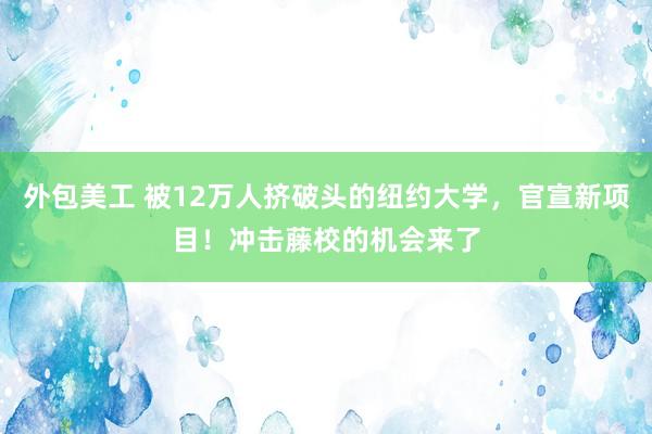 外包美工 被12万人挤破头的纽约大学，官宣新项目！冲击藤校的机会来了