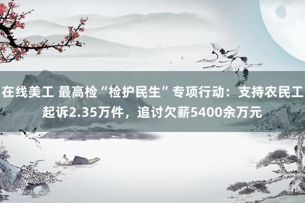 在线美工 最高检“检护民生”专项行动：支持农民工起诉2.35万件，追讨欠薪5400余万元